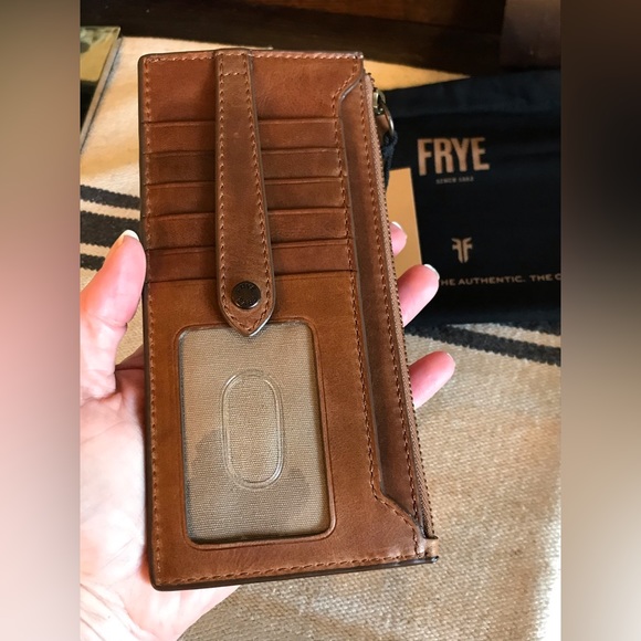 NWT Frye Melissa Leather Snap Card Wallet Cognac Brown Retail $98 - Picture 6 of 12